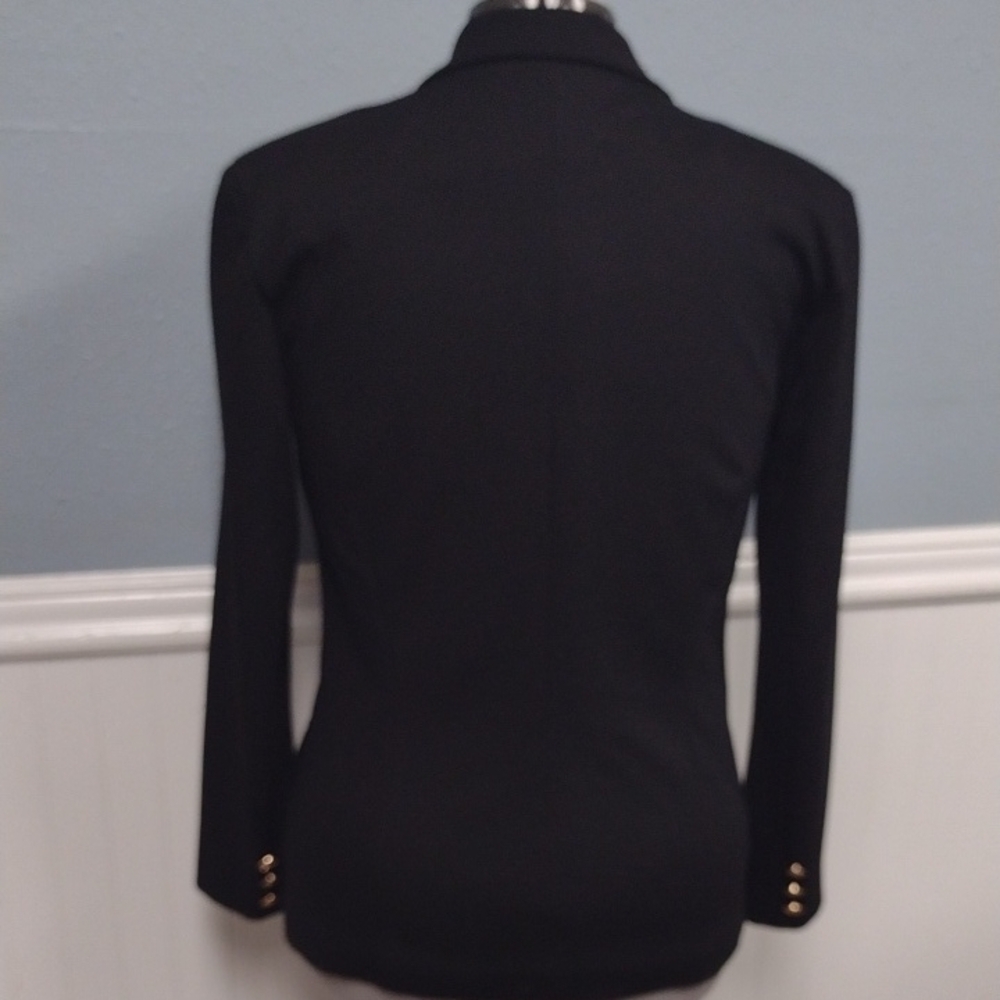 Attitude Unknown Chic Black Double-Breasted Blazer with Gold Accents - Picture 7 of 16